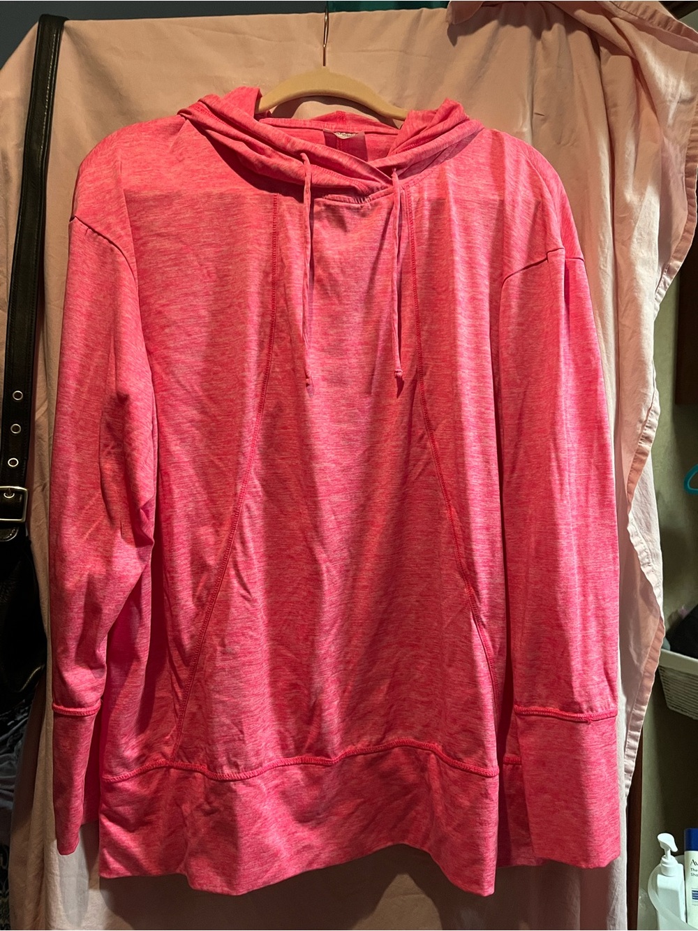 Danskin Heathered Hot Pink Hooded Pullover